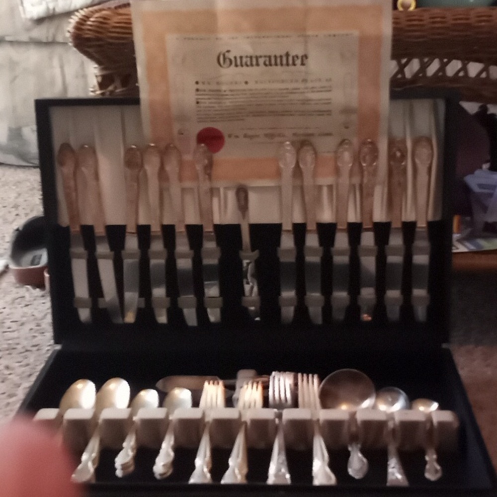 Wm.Rogers Reinforced Plate AA pure [silver] silverware set in very nice box.